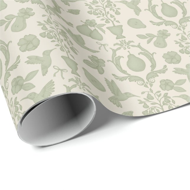 Papier Cadeau Sage Green Perfect Pear France Country Bride (Coin rond)