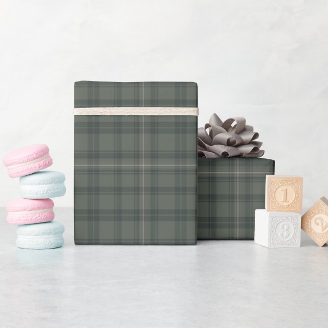 Papier Cadeau Sage Green Plaid Valentine's | Ferme moderne (Baby Shower)