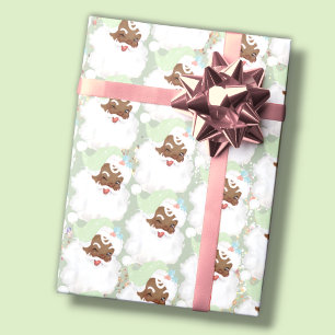 Papier Cadeau Sage Green Vintage Black Père Noël Wink cadeau d