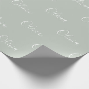 Papier Cadeau Sage moderne Personnalisé Pastel Nom de script