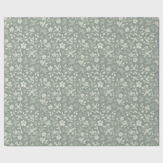 Papier Cadeau Sage Vintage Floral Bird Imprimer Papier d'emballa