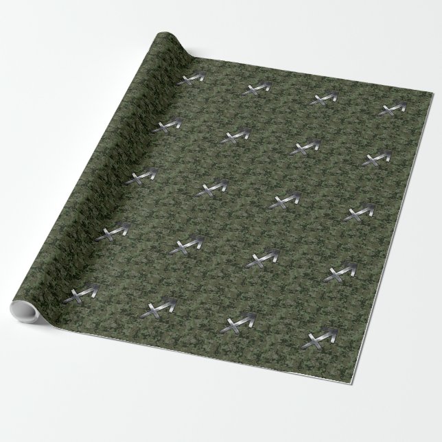 Papier Cadeau Sagittaire d'argent Zodiac Woodland Camion numériq (Déroulé)