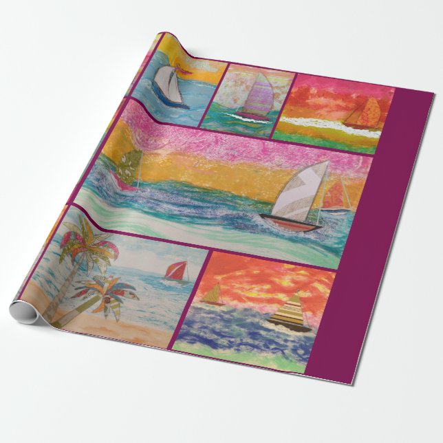 Papier Cadeau Sailboat Wrapping Paper (Déroulé)