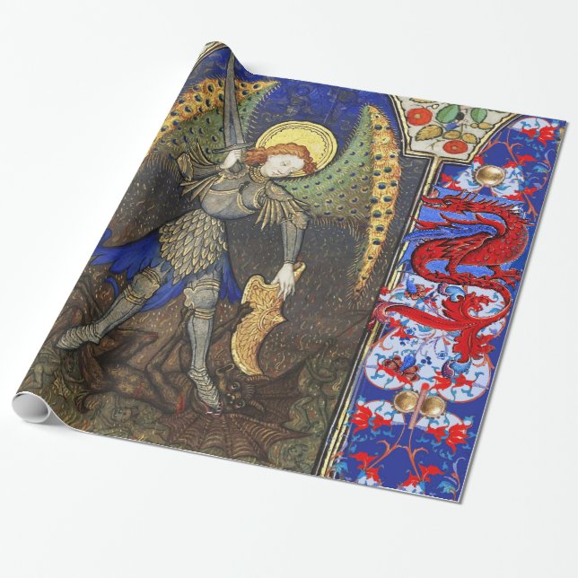 Papier Cadeau Saint Michel l'Archange avec le diable , les drago (Déroulé)