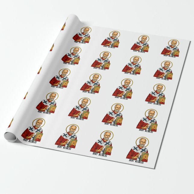 Papier Cadeau Saint Nicolas saints orthodoxe serbe icône (Déroulé)