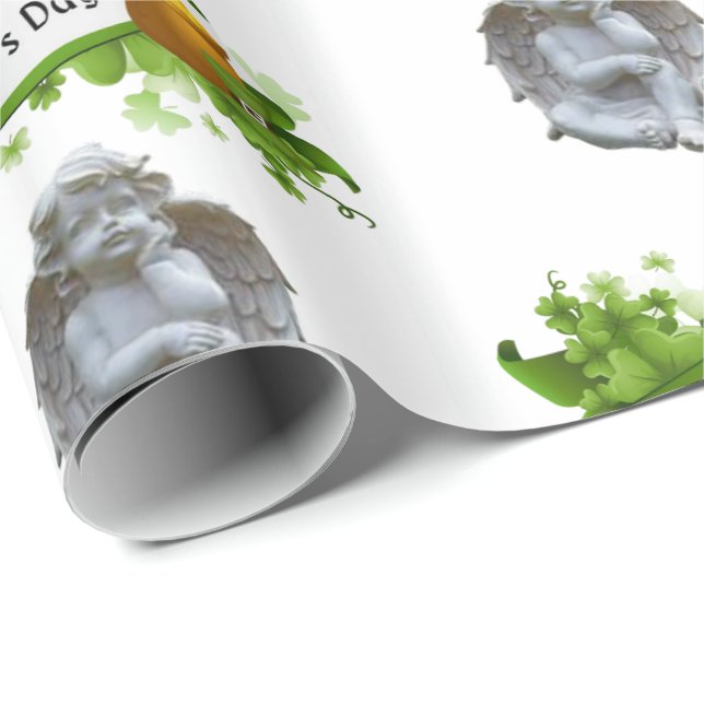 Papier Cadeau Saint Patrick's Day Wrapping Papier Angel (Coin rond)