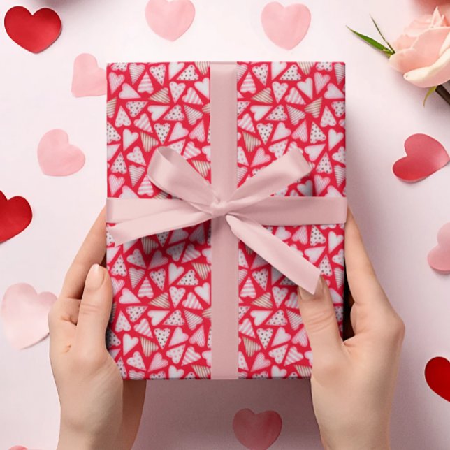 Papier Cadeau Saint Valentin Aquarelle Coeurs Motif Wrappin (Créateur téléchargé)