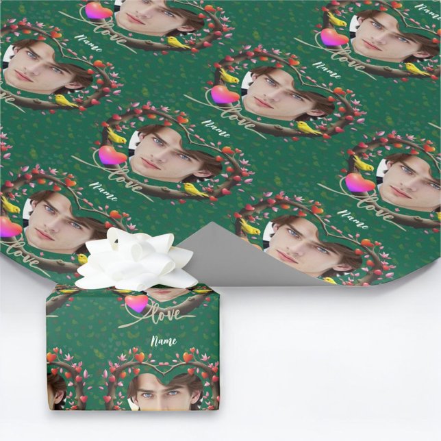 Papier Cadeau Saint Valentin avec oiseau canari (Créateur téléchargé)