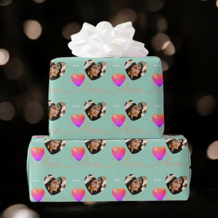 Papier Cadeau Saint Valentin avec oiseau canari
