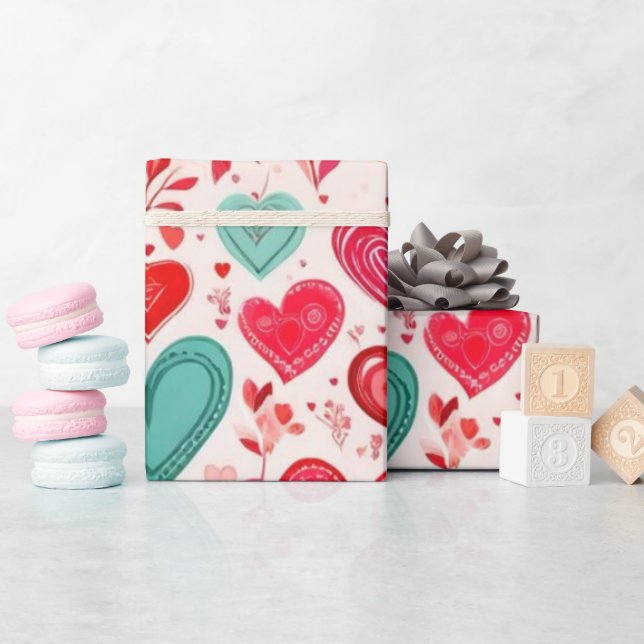 Papier Cadeau Saint Valentin coeur rouge Envelopper papier (Baby Shower)