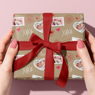 Papier Cadeau Saint-Valentin Coeurs et enveloppement de photos