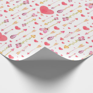 Papier Cadeau Saint-Valentin de flèches des coeurs "n"