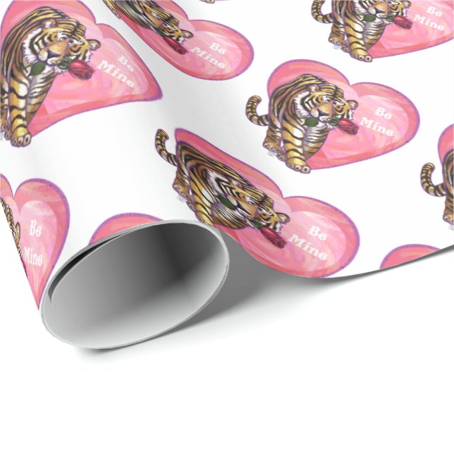 Papier Cadeau Saint Valentin de Tigre (Coin rond)