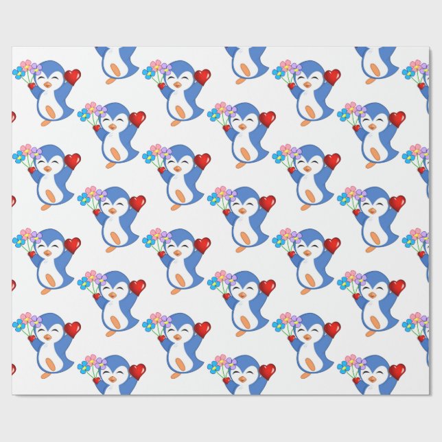 Papier Cadeau Saint-Valentin Enveloppement papier Coeurs de ping (Plat)