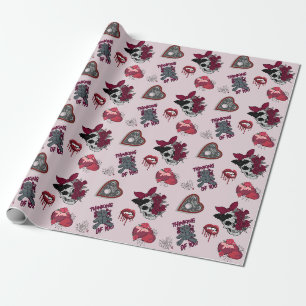 Papier Cadeau Saint Valentin gothique Goth rose