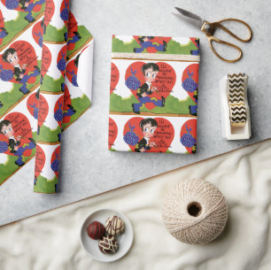 Papier Cadeau Saint Valentin, Hobo Coeur de garçon Vintage