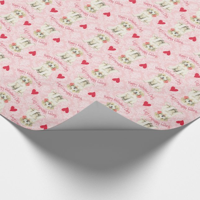 Papier Cadeau Saint-Valentin Rose Grandes Pyrénées (Coin)