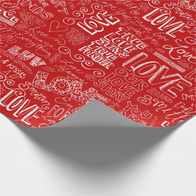 Papier Cadeau Saint-Valentin Rouge Blanc Vrai Parole d'amour Art (Coin)
