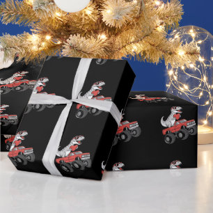Papier Cadeau Saint Valentin T Rex Dinosaur équitation Monster T