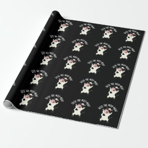 Papier Cadeau Saisir Le Mooment Funny Cow Pun Dark BG