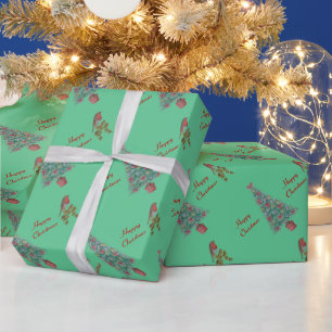 Papier Cadeau saison de Noël du lierre rouge décoré