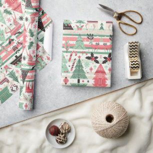 Papier Cadeau Saison de Noël scandinave Motif