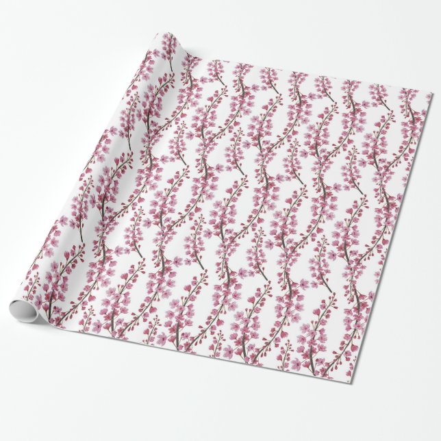 Papier Cadeau Sakura rose fleurit le motif sans couture (Déroulé)