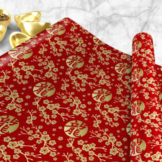 Papier Cadeau Sakura Tree Blossom et Symbole du dragon