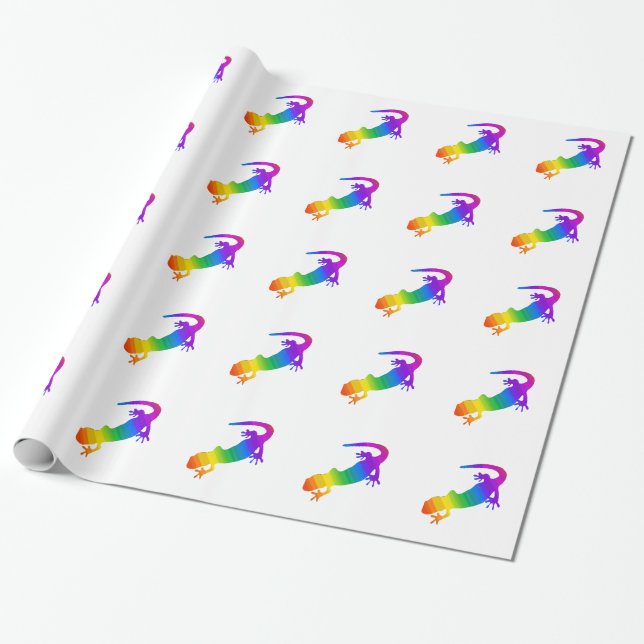 Papier Cadeau Salamandre striée arc-en-ciel (Déroulé)