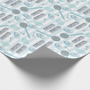 Papier Cadeau Salle de bain Spa douche Aqua Blue sur bandes