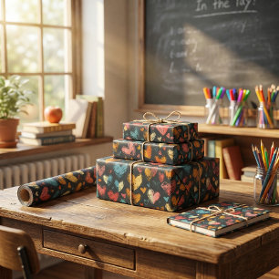 Papier Cadeau Salle de classe Coeur Joueuse : Art Coloré des enf