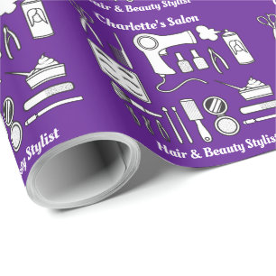 Papier Cadeau Salon de beauté Outils mignon violet personnalisé