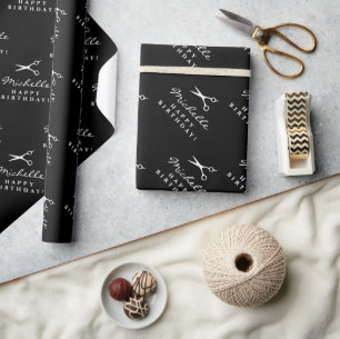 Papier Cadeau Salon de coiffure ciseaux sur mesure Anniversaire