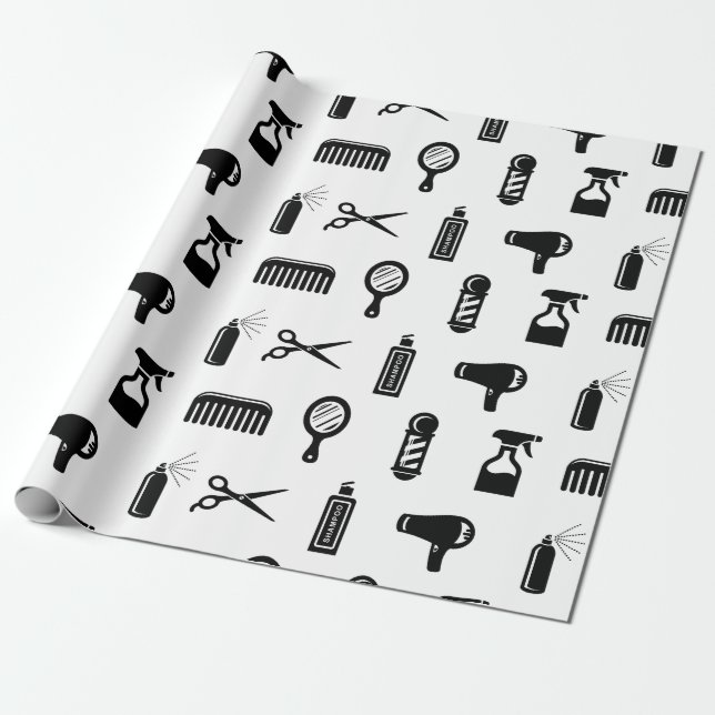 Papier Cadeau Salon et coiffeur Motif COULEUR PERSONNALISÉE (Déroulé)