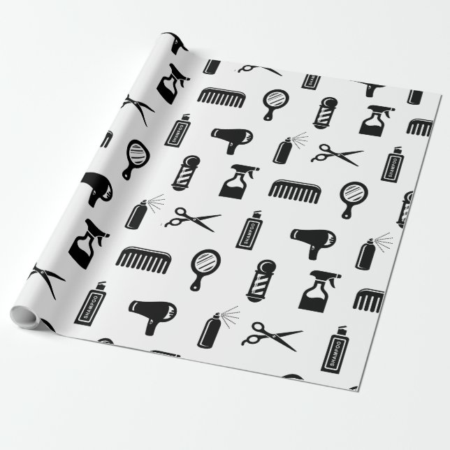 Papier Cadeau Salon et coiffeur Motif COULEUR PERSONNALISÉE (Déroulé)