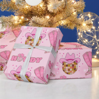 Papier Cadeau Salut et modèle de cowgirl disco