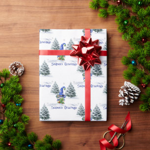 Papier Cadeau Salutation de la saison Noël Gnome