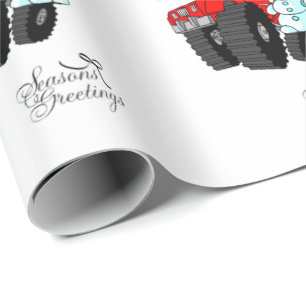 Papier Cadeau Salutation Saison Snowman Truck Wrapping Papier
