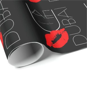 Papier Cadeau Salutations de Dubai UAE Red Lipstick Kiss
