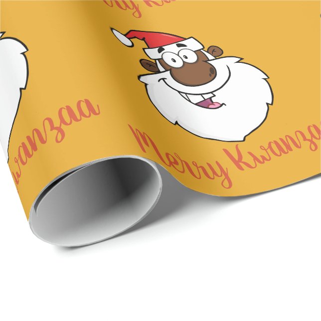 Papier Cadeau Salutations de Kwanzaa de Noël de Père Noël (Coin rond)