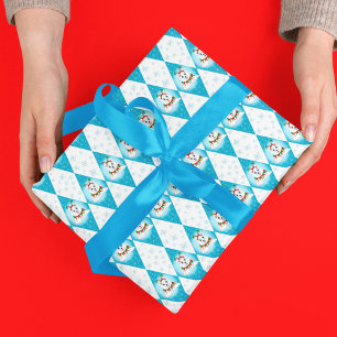 Papier Cadeau Samoyède Vacances d'Hiver Motif Diamant