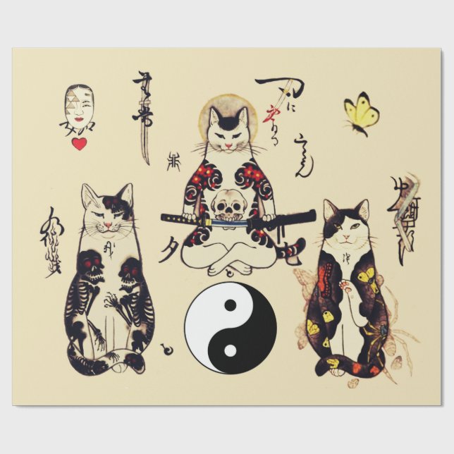 PAPIER CADEAU SAMURAI CHAUSSURES EN SKULL, SKELETON, TATOS BOUTT (Plat)