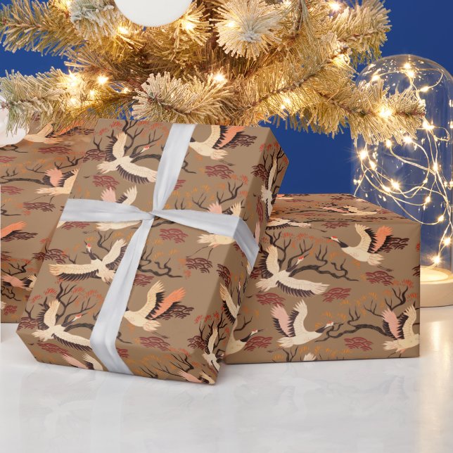 Papier Cadeau Sandhill Granes Arbres Motif Cadeau Brown (Vacances)