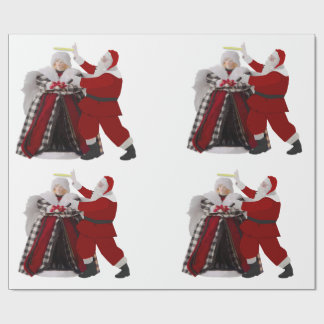 Papier Cadeau Santa Adjusting a Halo Wrapping Paper