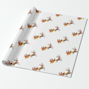 Papier Cadeau Santa Claus en traîneau