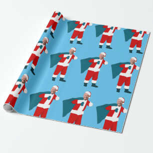 Papier Cadeau santa claus joe biden bleu noël