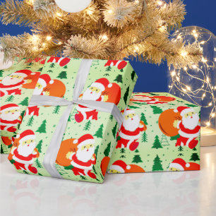 Papier Cadeau Santa Claus Noël Arbre Noël Vacances mignonnes