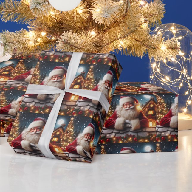 PAPIER CADEAU SANTA CLAUS NOËL CUTE (Vacances)