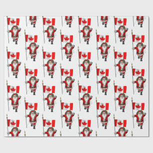 Papier Cadeau Santa Claus With Ensign Of Canada