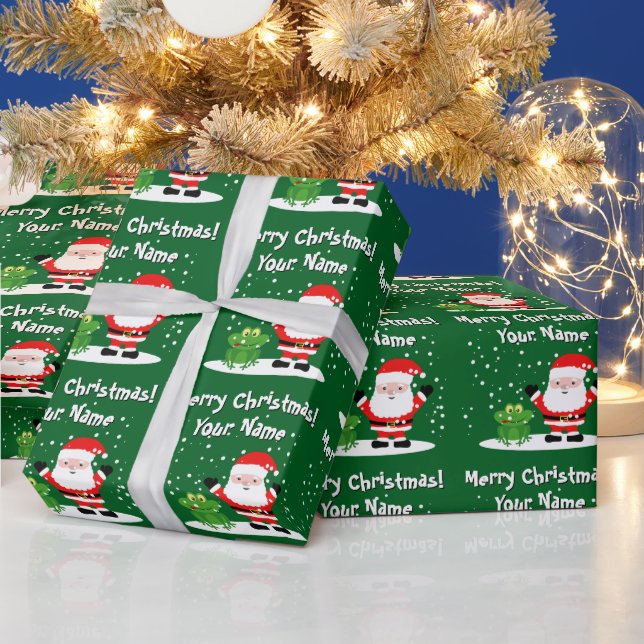 Papier Cadeau Santa Claus with frog cartoon fun kid's Christmas (Vacances)